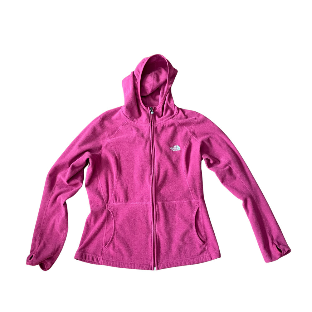 North Face Pink Long Sleeve Zip Front Sweater Jacket